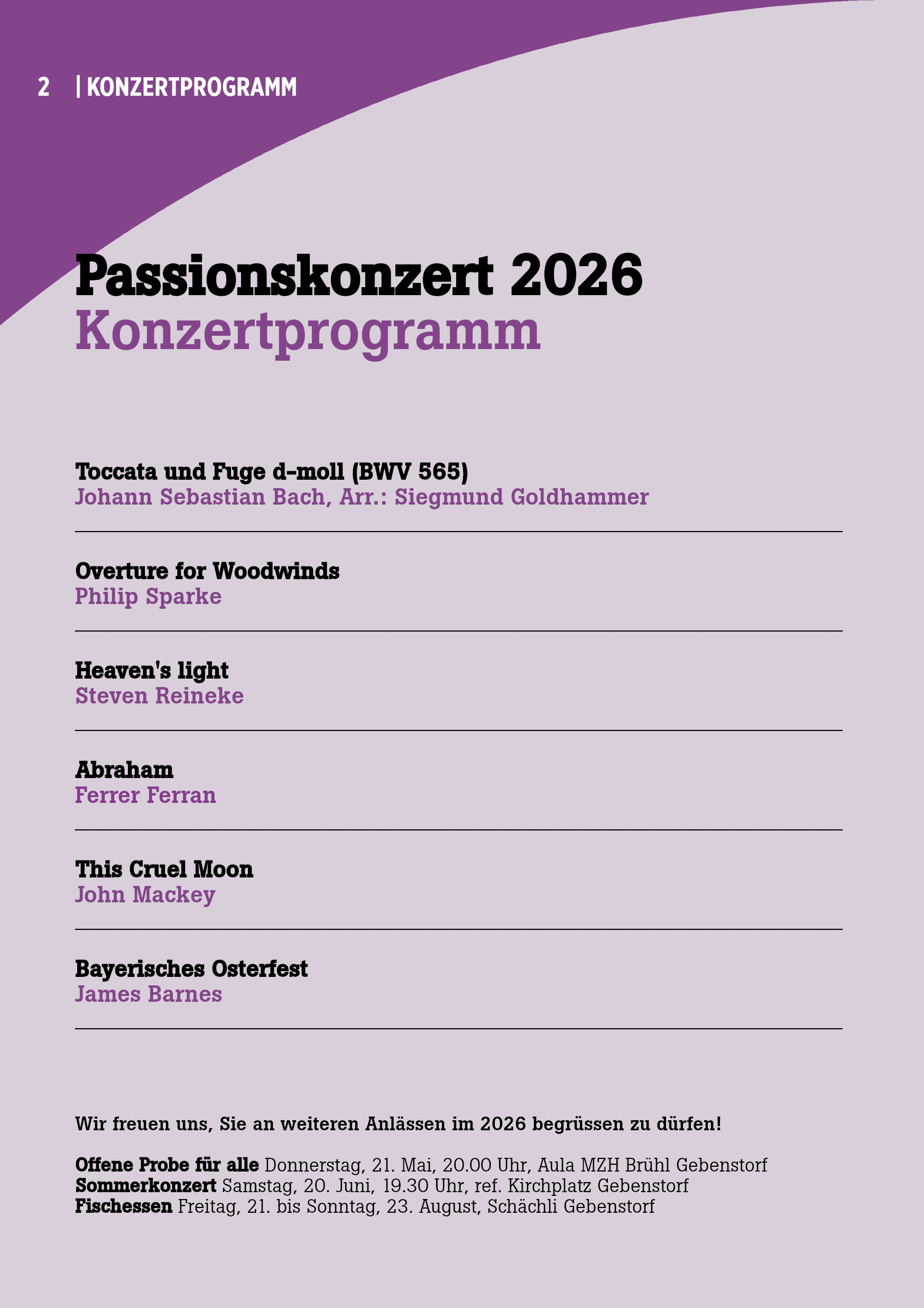 PSK A5 Flyer Konzertprogramm
